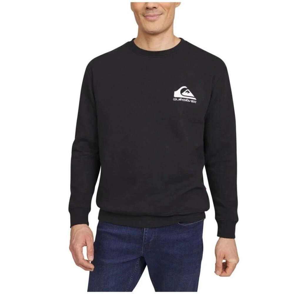NEW Quiksilver Men's M Black Crew Neck Sweatshirt Cotton/Polyester